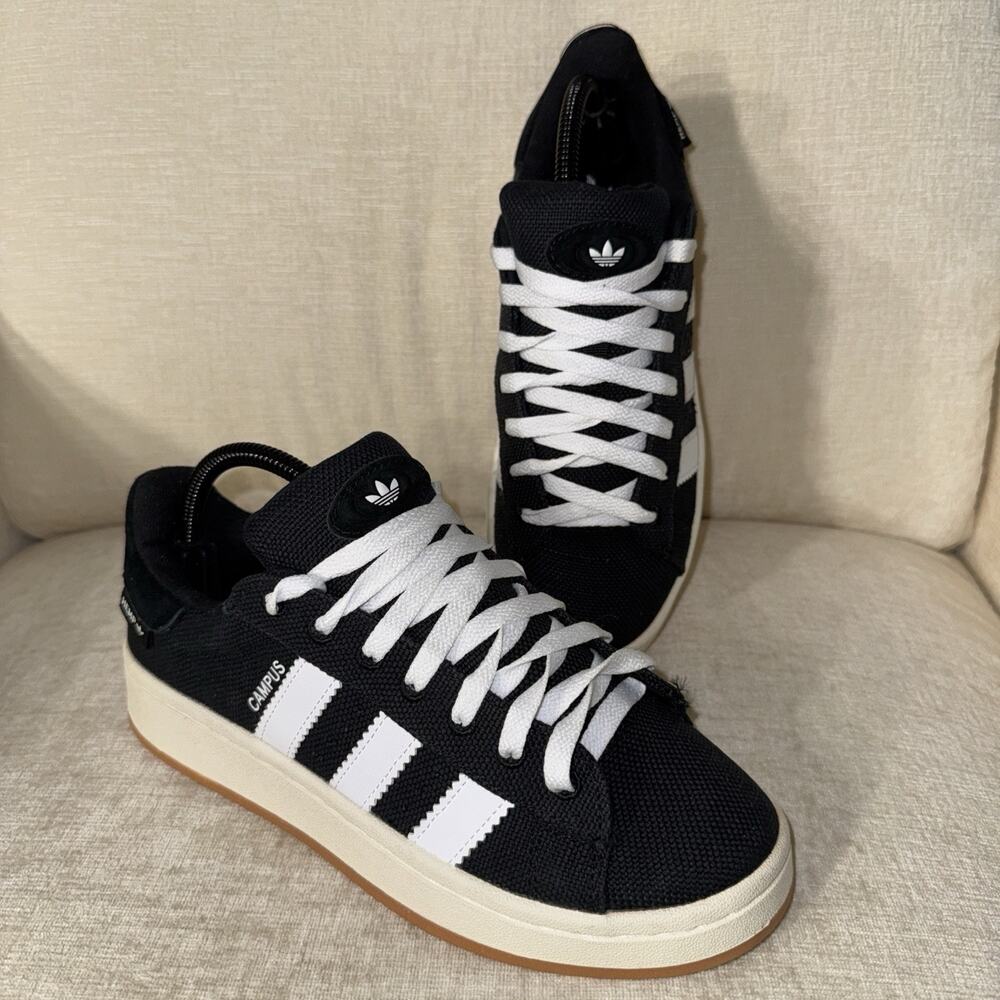 Adidas Black Campus Hemp Men’s 7.5 Sneaker Shoes EUC